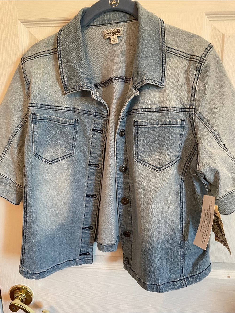 One World Light Wash Denim Button-Up Jacket - Picture 6 of 8